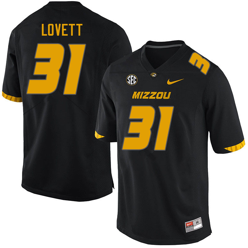 Men #31 Zach Lovett Missouri Tigers College Football Jerseys Sale-Black